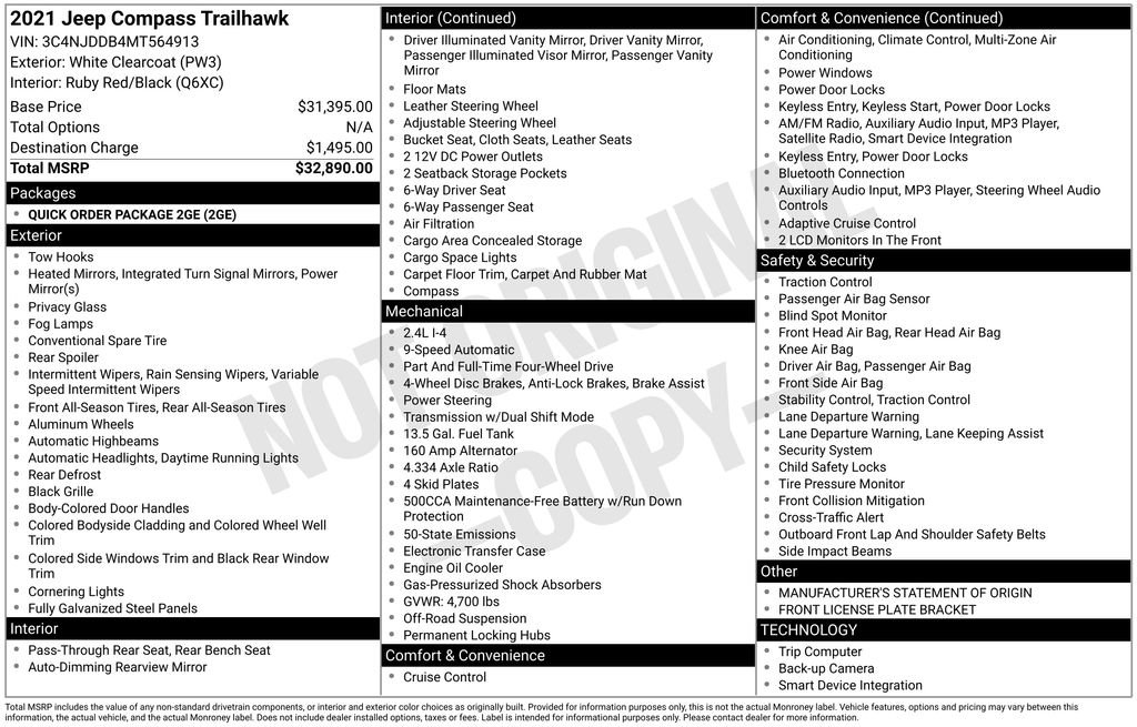 Used 2021 Jeep Compass Trailhawk AWD/4WD image 40