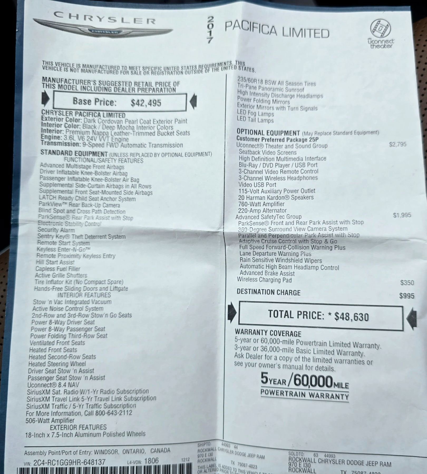 Used 2017 Chrysler Pacifica Limited FWD image 4