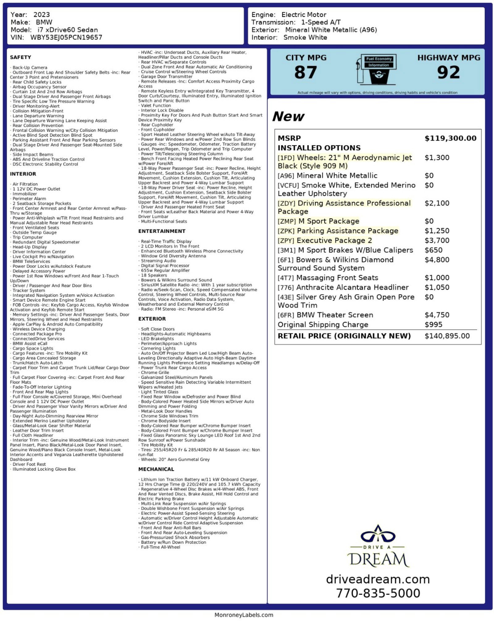 Used 2023 BMW i7 xDrive60 w/ Executive Package 2 image 70