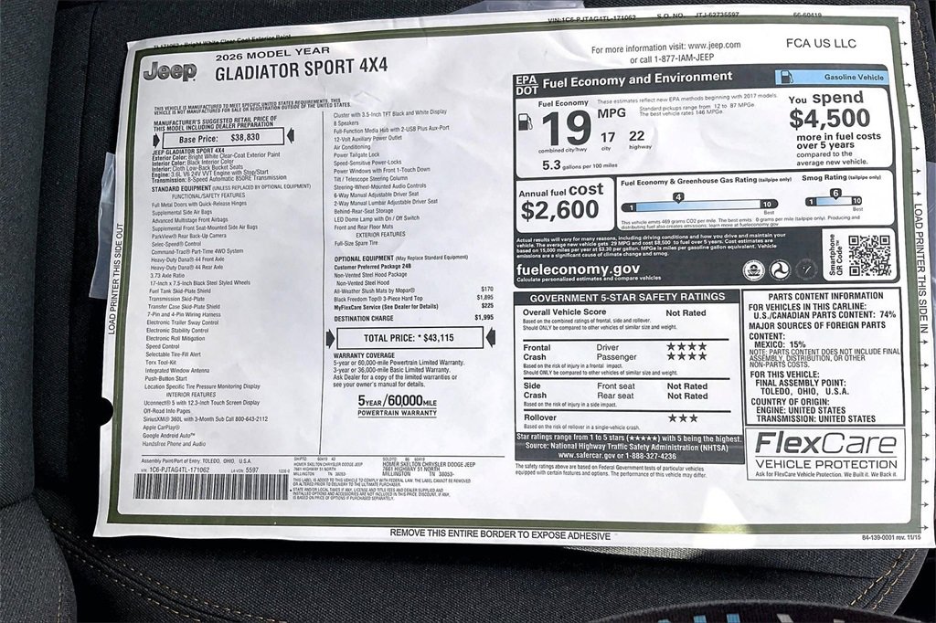 New 2026 Jeep Gladiator Sport image 14