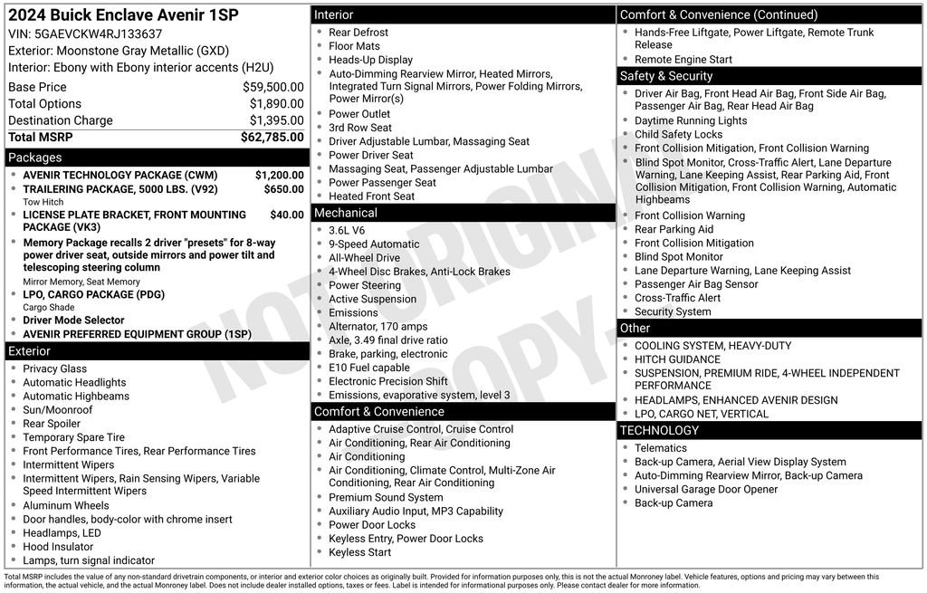 Certified 2024 Buick Enclave Avenir w/ Avenir Technology Package AWD/4WD image 33
