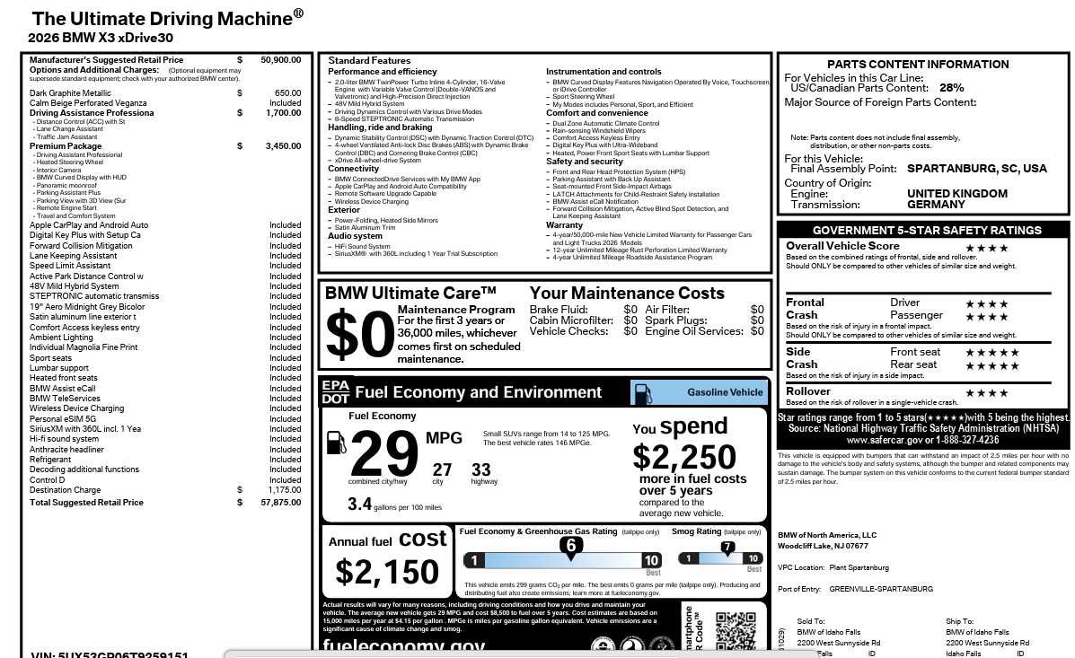 New 2026 BMW X3 xDrive30 w/ Premium Package image 10