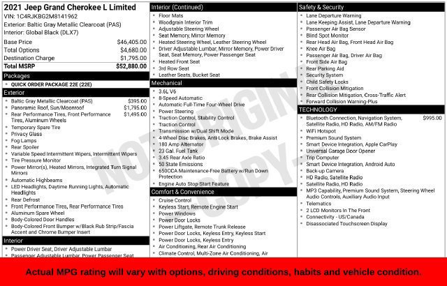 Used 2021 Jeep Grand Cherokee L Limited AWD/4WD image 14