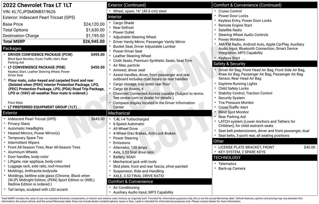 Used 2022 Chevrolet Trax LT w/ Driver Confidence Package AWD/4WD image 33