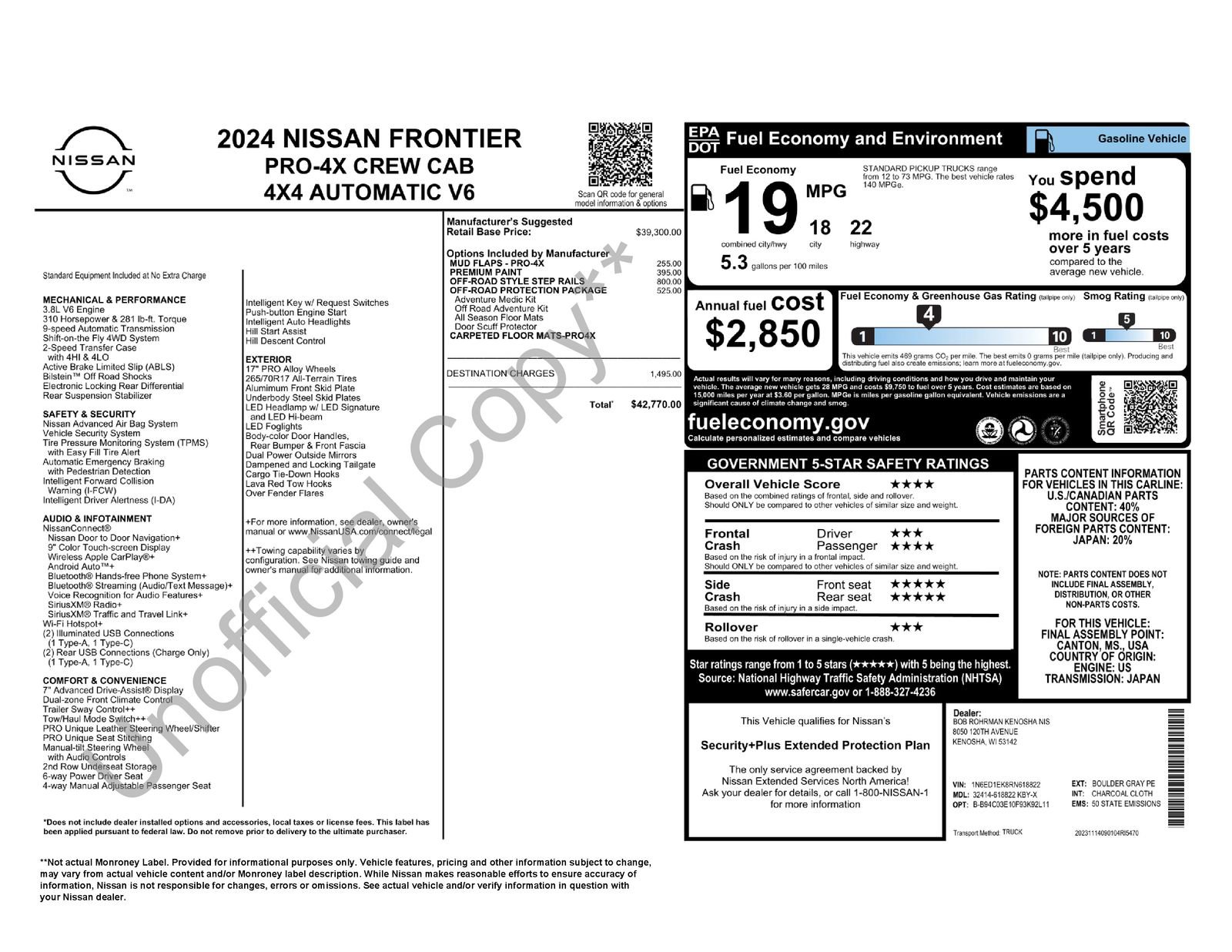Certified 2024 Nissan Frontier PRO-4X w/ Off-Road Protection Package image 43