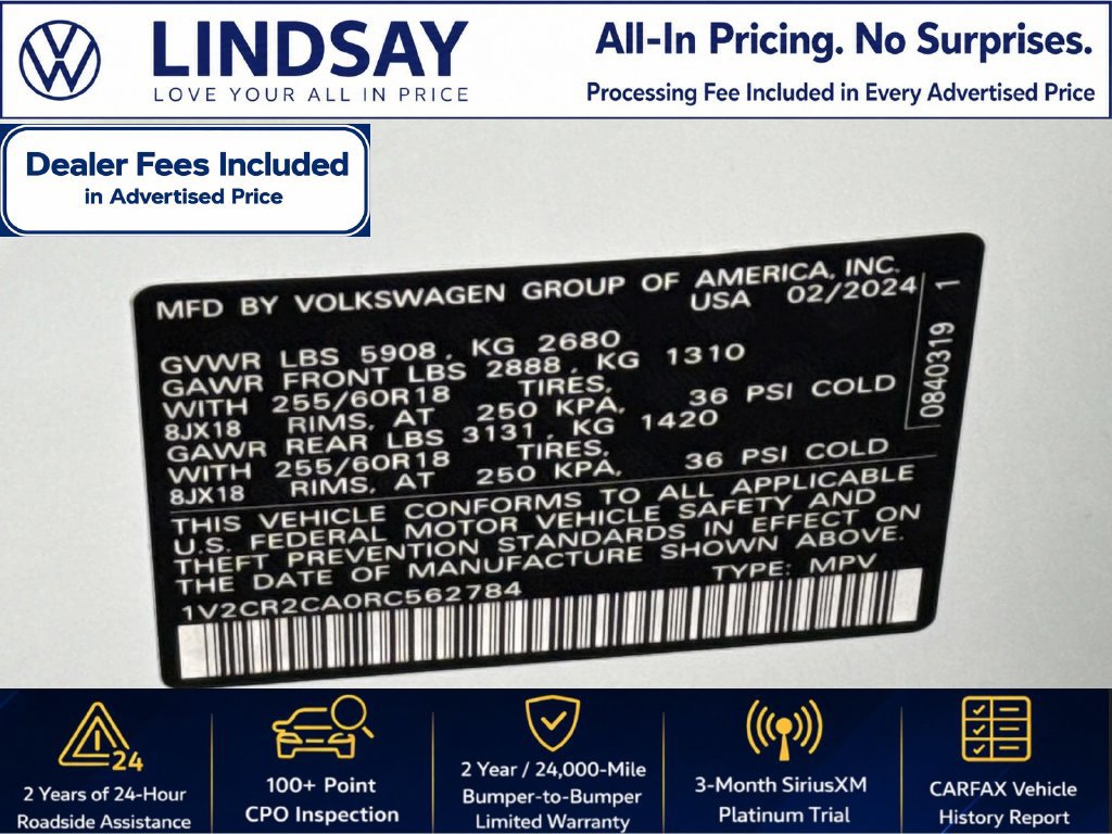 Certified 2024 Volkswagen Atlas Peak Edition SE AWD/4WD image 27