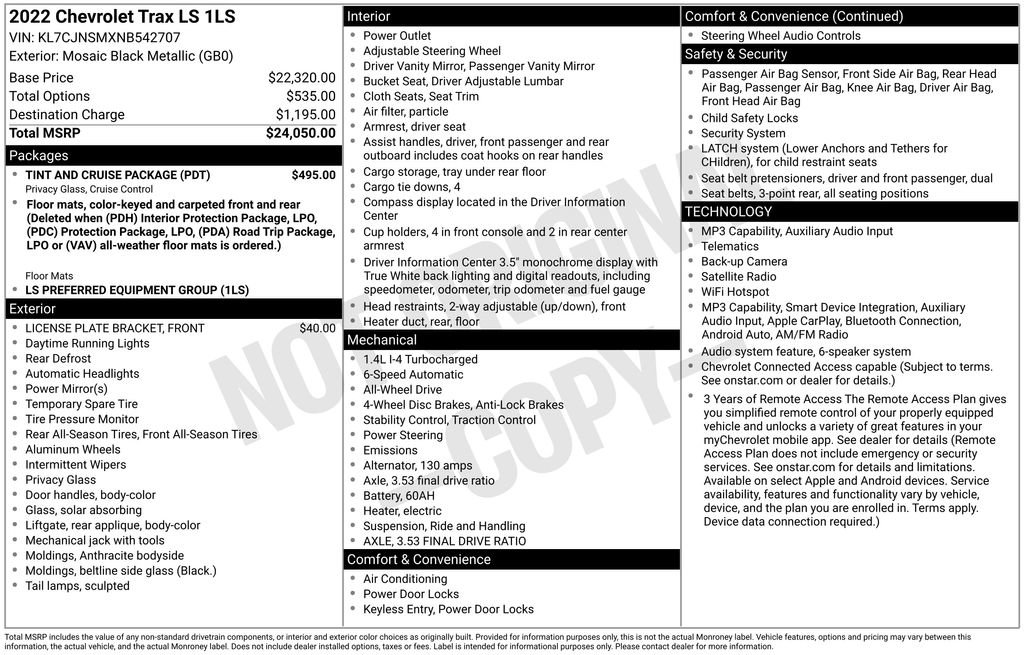 Used 2022 Chevrolet Trax LS w/ Tint and Cruise Package AWD/4WD image 7