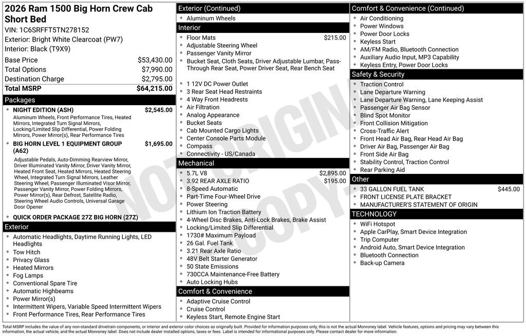 New 2026 RAM 1500 Big Horn w/ Night Edition AWD/4WD image 29