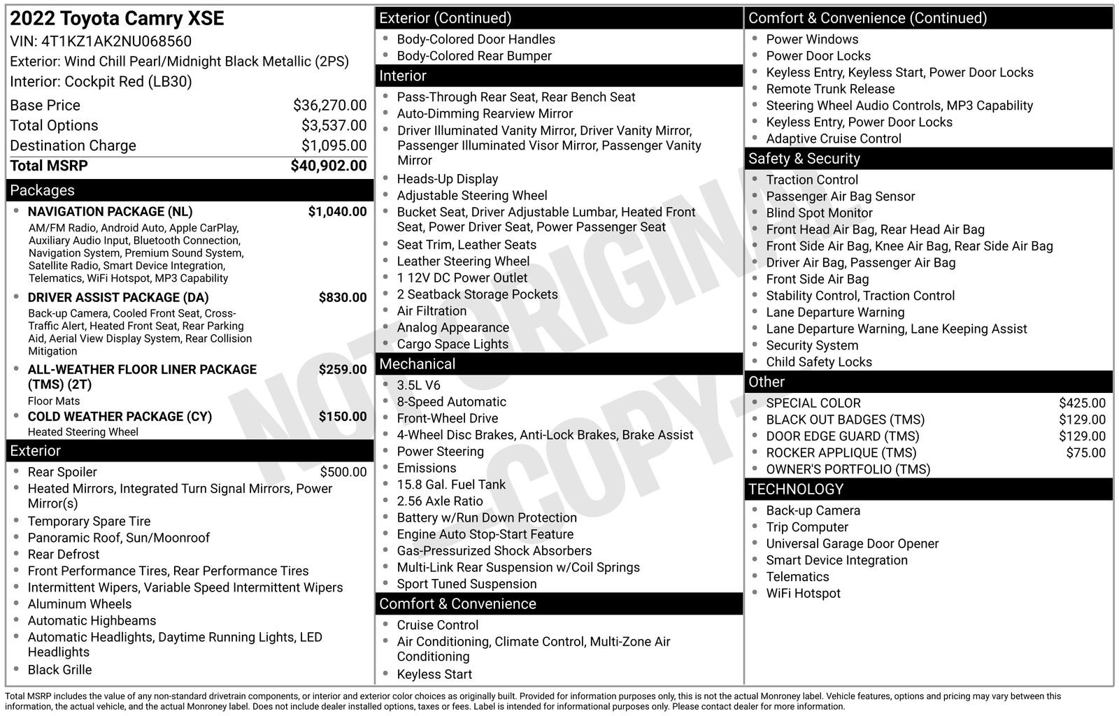 Used 2022 Toyota Camry XSE w/ Navigation Package FWD image 13