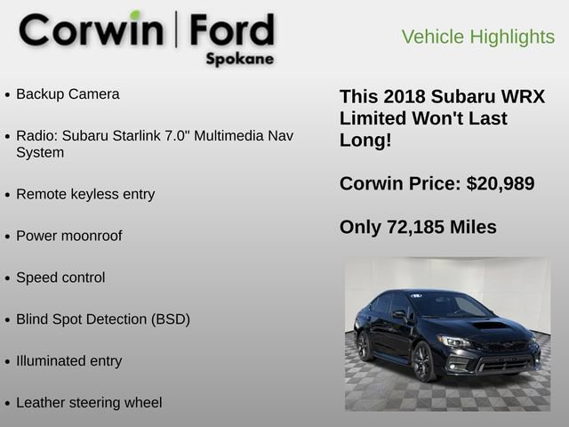Used 2018 Subaru WRX Limited w/ Popular Package #3 AWD/4WD image 6