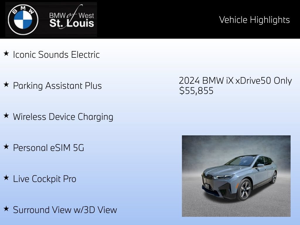 Certified 2024 BMW iX xDrive50 w/ Premium Package AWD/4WD image 24