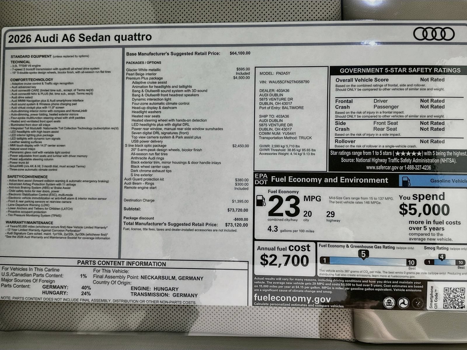 New 2026 Audi A6 Premium Plus AWD/4WD image 48