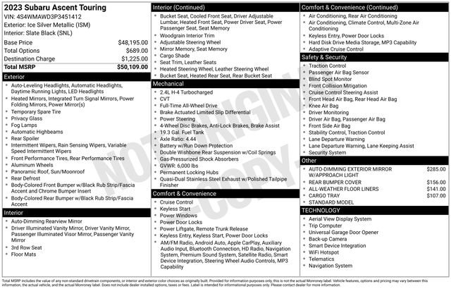 Certified 2023 Subaru Ascent Touring AWD/4WD image 35