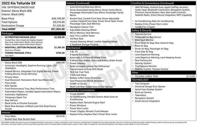 Used 2022 Kia Telluride SX w/ SX Prestige Package image 2