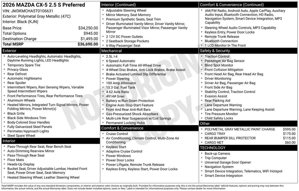 New 2026 MAZDA CX-5 Preferred AWD/4WD image 3