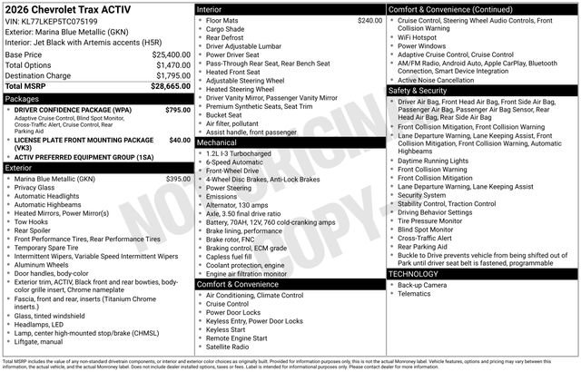 New 2026 Chevrolet Trax ACTIV w/ Driver Confidence Package image 2