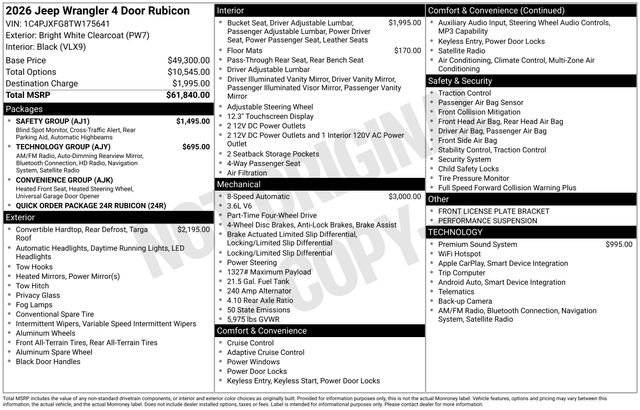 New 2026 Jeep Wrangler Rubicon w/ Safety Group image 5