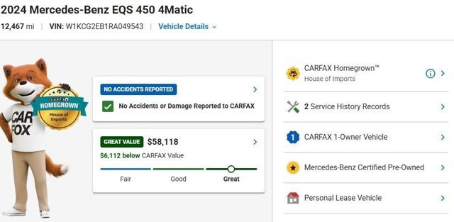 Certified 2024 Mercedes-Benz EQS 450+ 4MATIC Sedan image 3