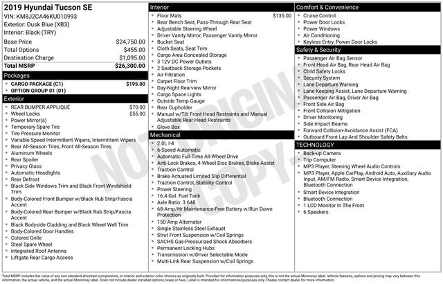 Used 2019 Hyundai Tucson SE w/ Cargo Package AWD/4WD image 1