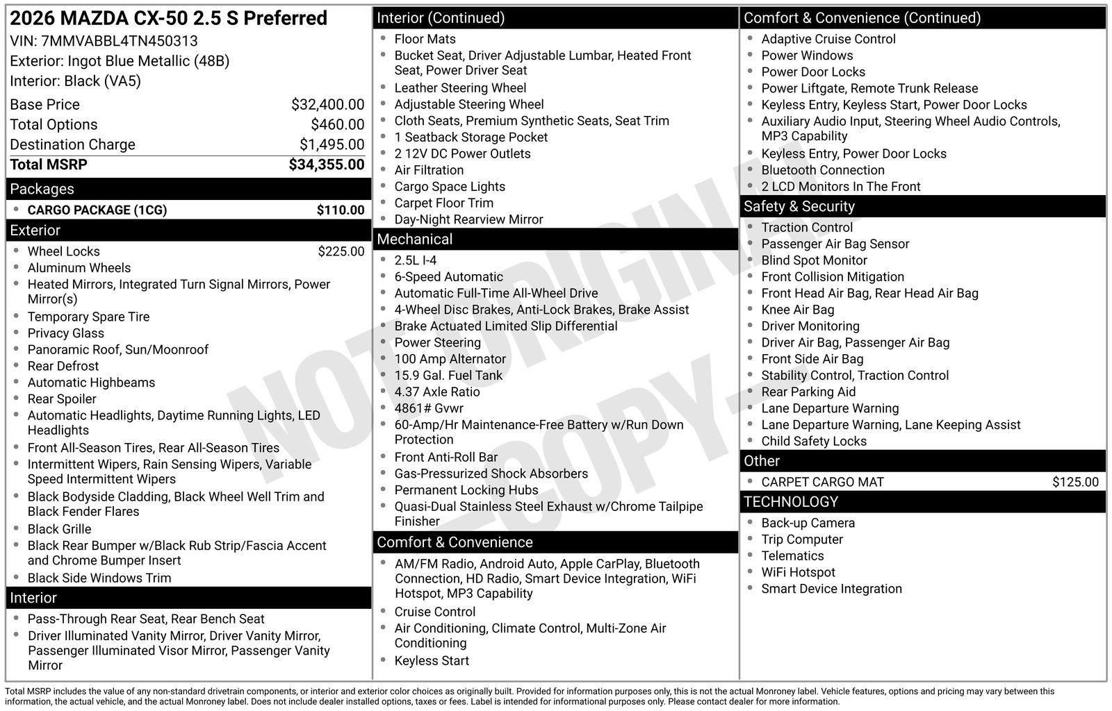 Certified 2026 MAZDA CX-50 AWD 2.5 S w/ Cargo Package image 41