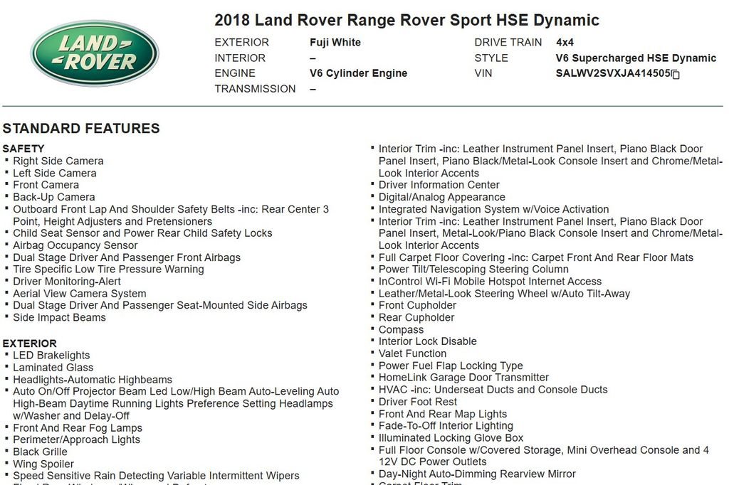 Used 2018 Land Rover Range Rover Sport HSE Dynamic AWD/4WD image 10
