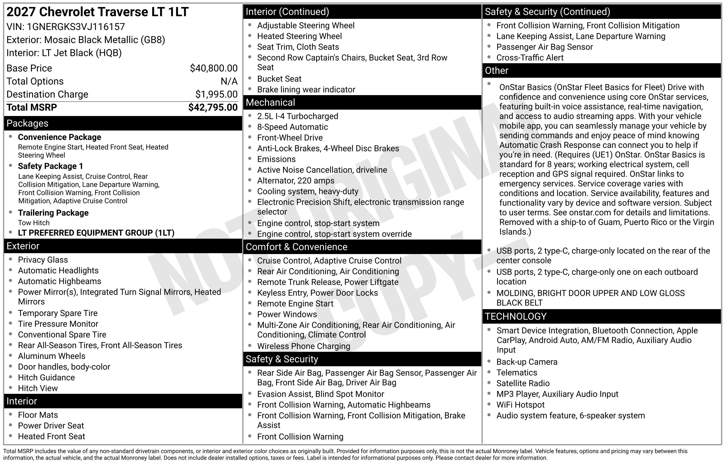 New 2027 Chevrolet Traverse LT FWD image 3