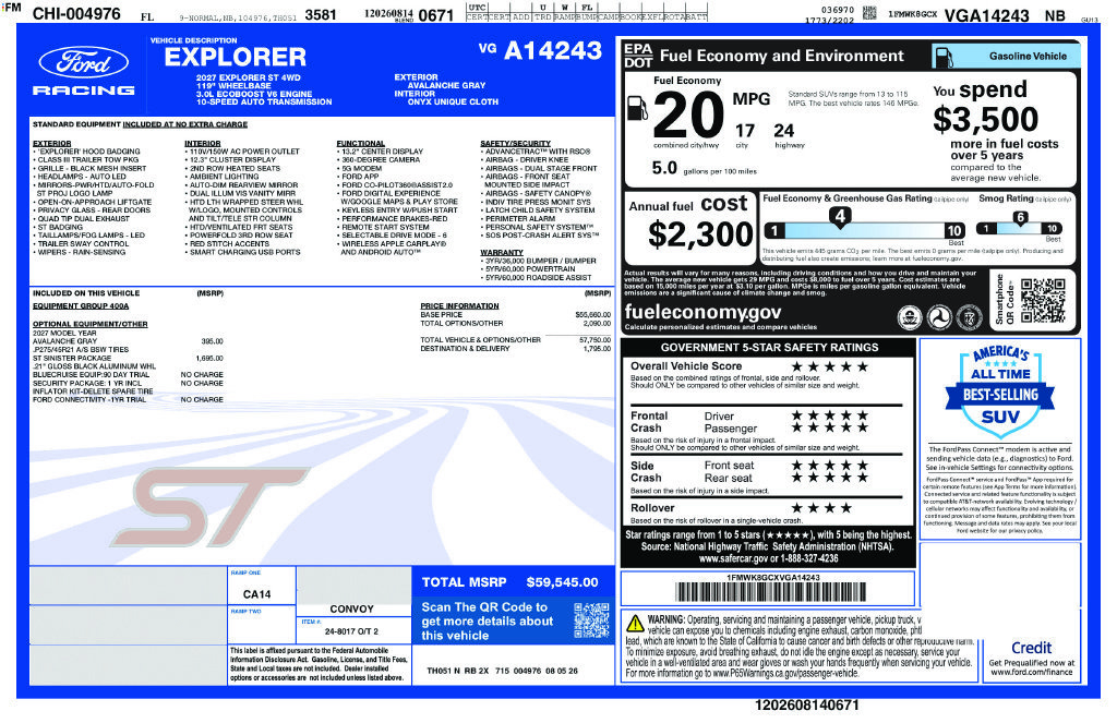 New 2027 Ford Explorer ST w/ ST Sinister Package AWD/4WD image 8