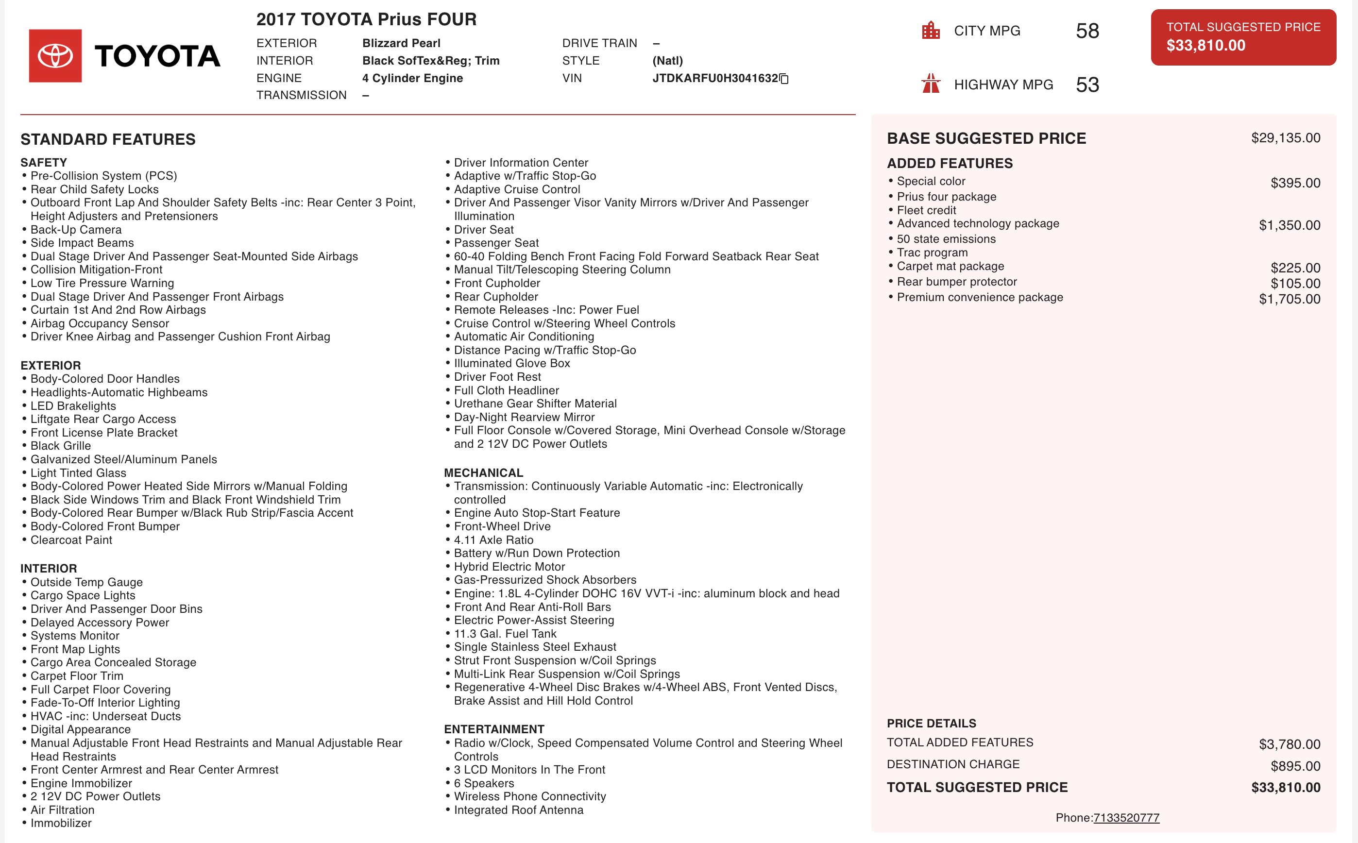 Used 2017 Toyota Prius Four image 4