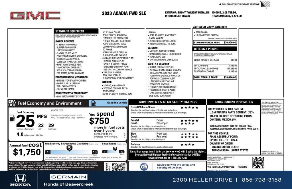 Used 2023 GMC Acadia SLE image 30