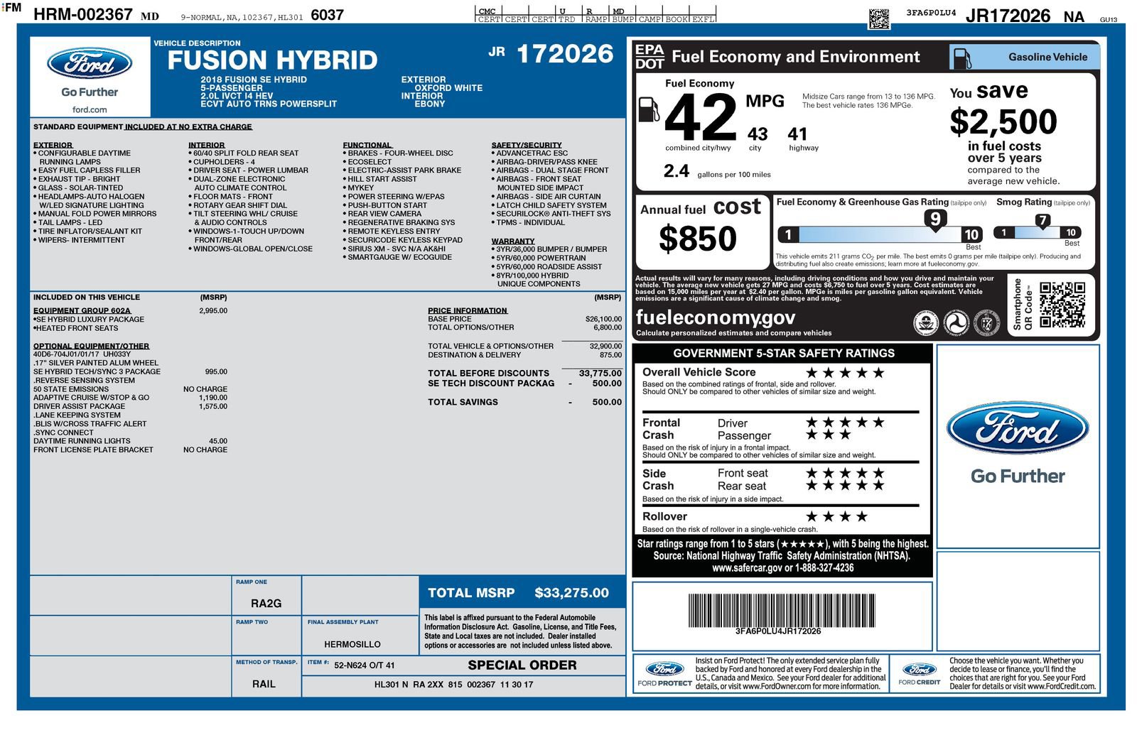 Used 2018 Ford Fusion SE w/ Equipment Group 602A image 4