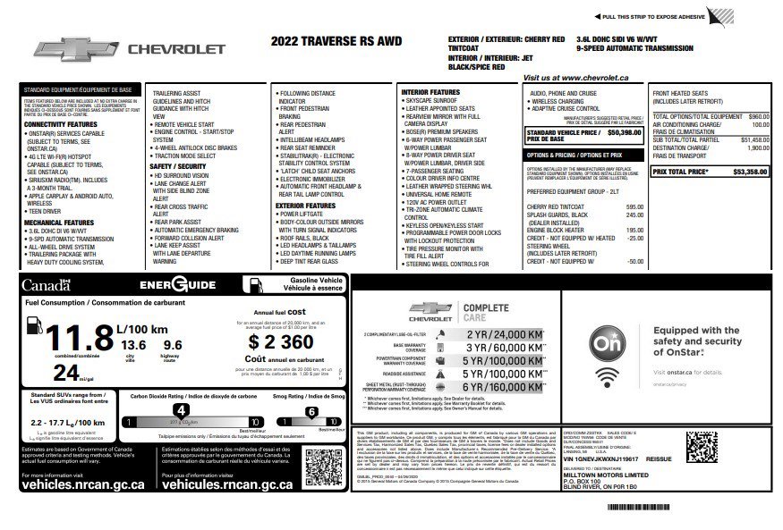 Certified 2022 Chevrolet Traverse RS AWD/4WD image 34