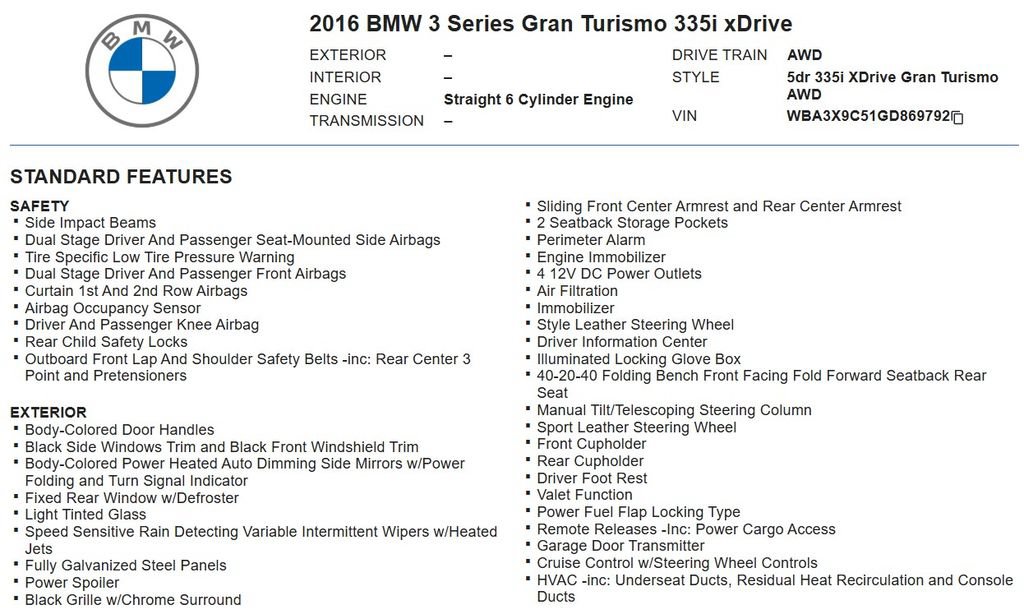 Used 2016 BMW 335i Gran Turismo xDrive AWD/4WD image 23