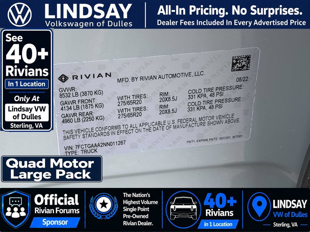 Used 2022 Rivian R1T Adventure AWD/4WD image 32