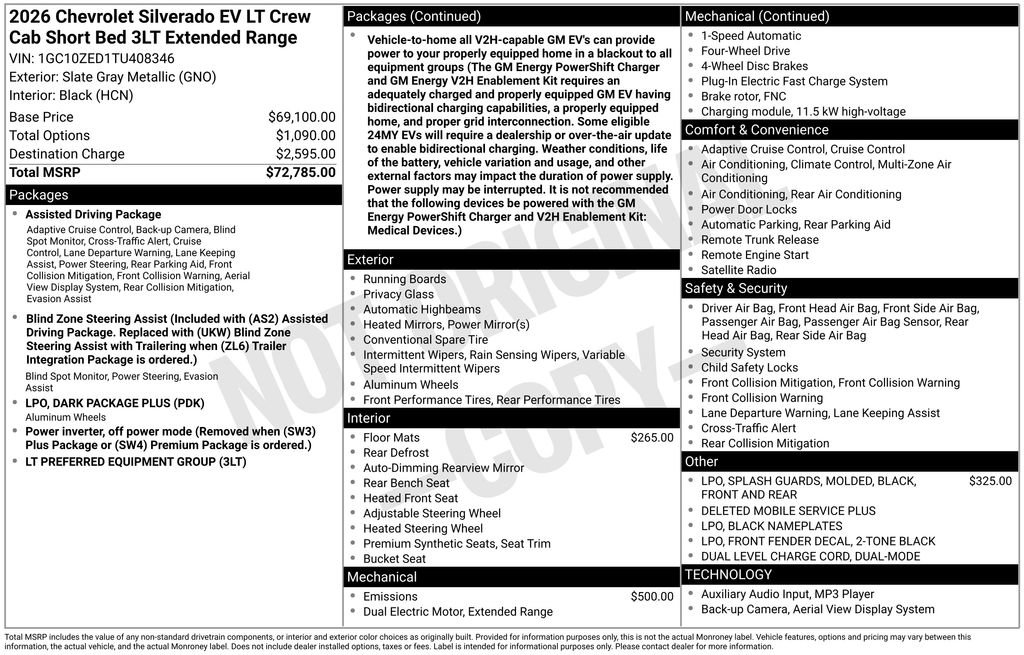 New 2026 Chevrolet Silverado EV LT w/ LPO, Dark Package Plus AWD/4WD image 21