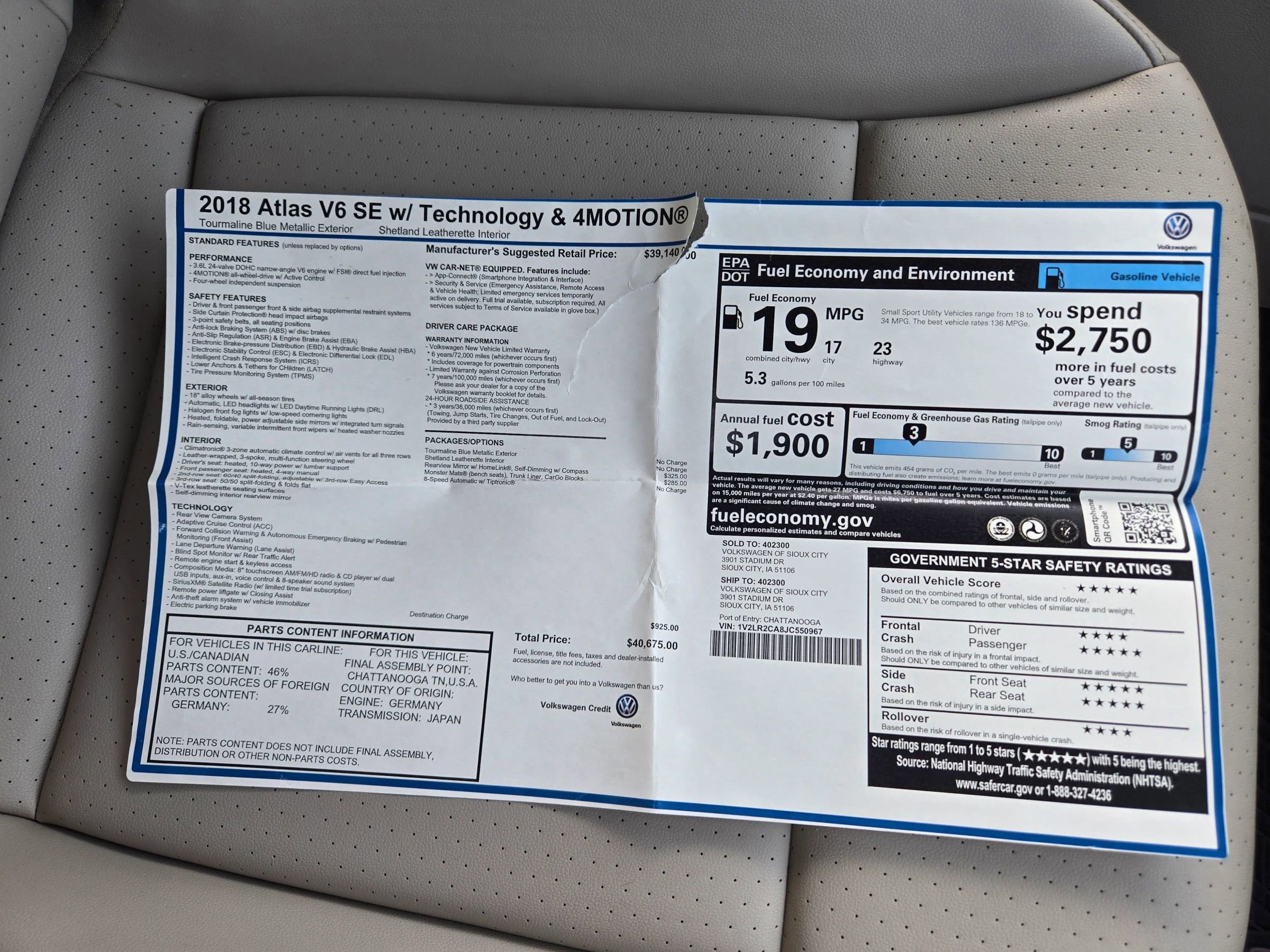 Used 2018 Volkswagen Atlas SE AWD/4WD image 67