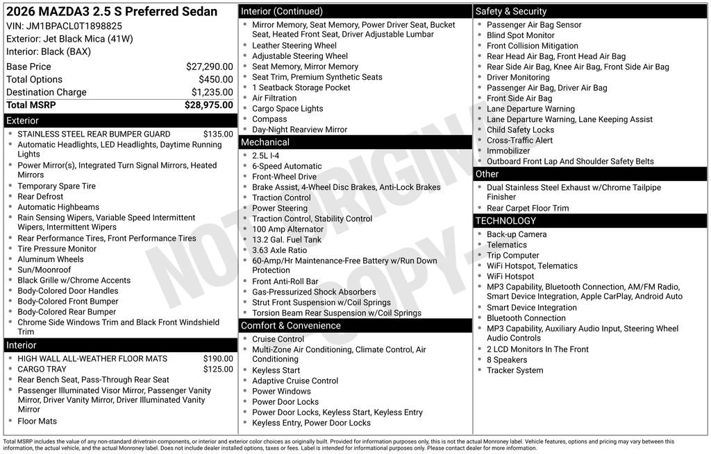 New 2026 MAZDA MAZDA3 2.5 S Sedan w/ Preferred Pkg FWD image 6