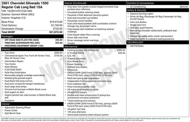 Used 2001 Chevrolet Silverado 1500 4x4 Regular Cab w/ Firm Ride Suspension Pkg image 21