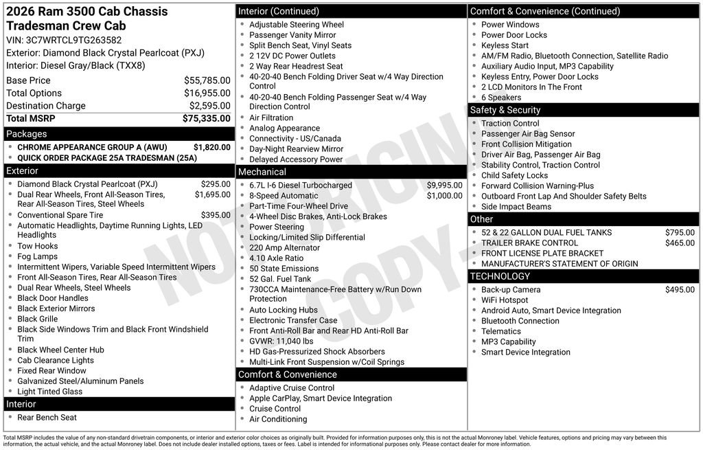 New 2026 RAM 3500 Tradesman w/ Chrome Appearance Group A AWD/4WD image 4