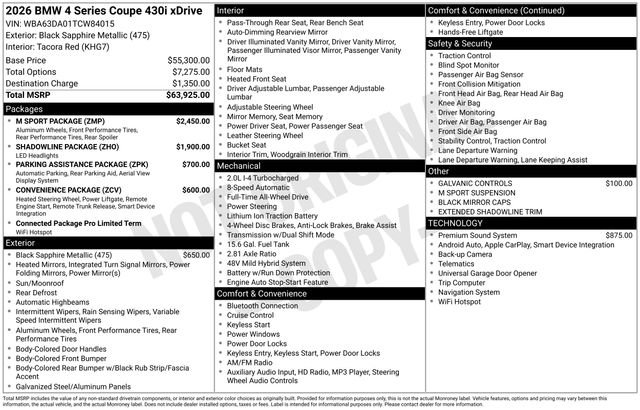 New 2026 BMW 430i xDrive Coupe w/ M Sport Package image 4