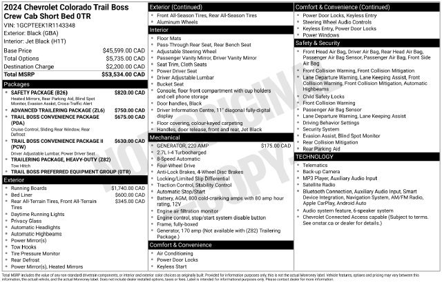 Used 2024 Chevrolet Colorado Trail Boss w/ Safety Package AWD/4WD image 6