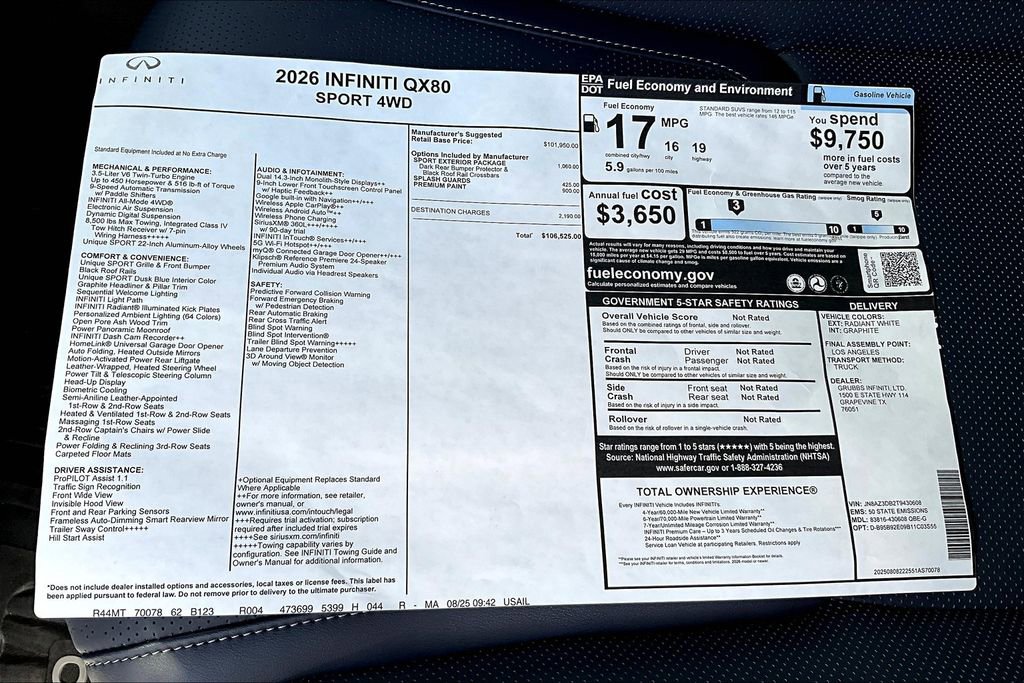 New 2026 INFINITI QX80 4WD w/ Sport Exterior Package image 20