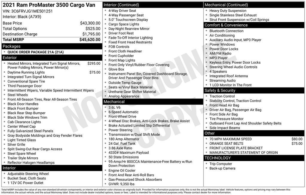 Used 2021 RAM ProMaster 3500 FWD image 27