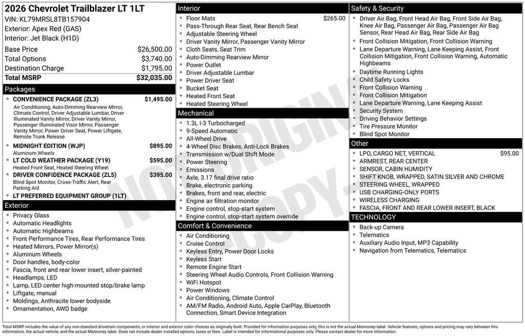 New 2026 Chevrolet TrailBlazer LT w/ Convenience Package AWD/4WD image 11