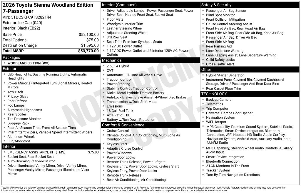 New 2026 Toyota Sienna XLE Woodland Edition AWD/4WD image 31