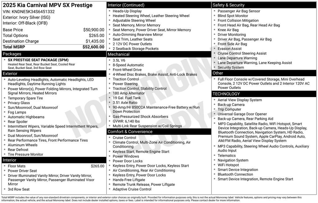 Used 2025 Kia Carnival SX Prestige FWD image 2