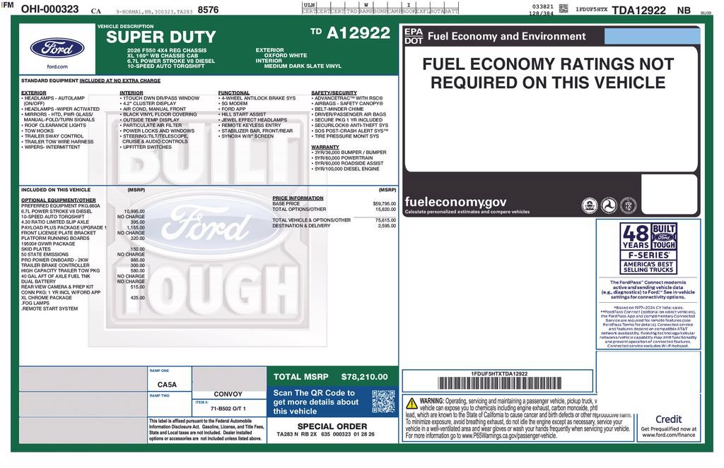 New 2026 Ford F550 4x4 Regular Cab Super Duty
