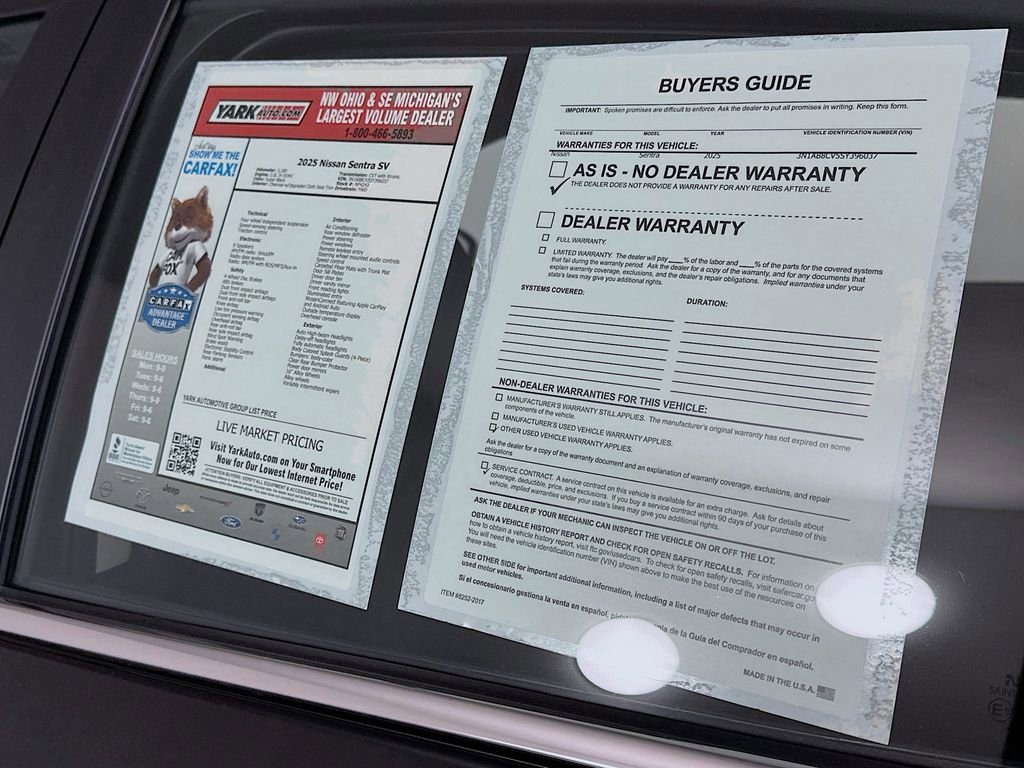 Certified 2025 Nissan Sentra SV FWD image 13