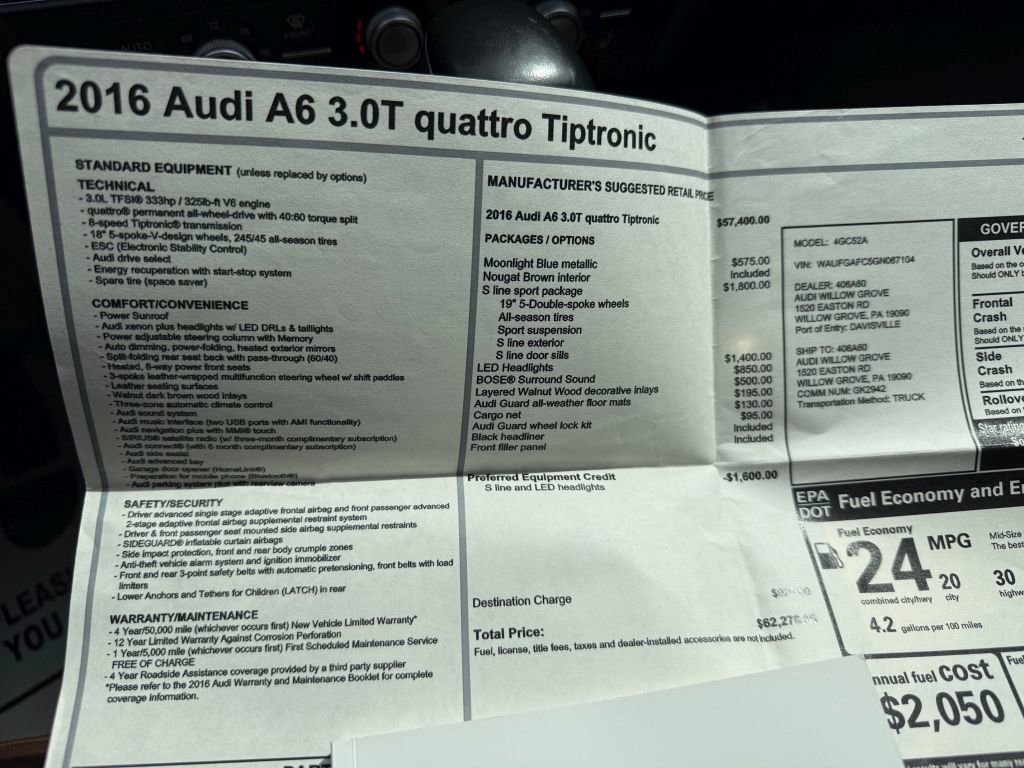 Used 2016 Audi A6 3.0T Premium Plus w/ S Line Sport Package AWD/4WD image 43