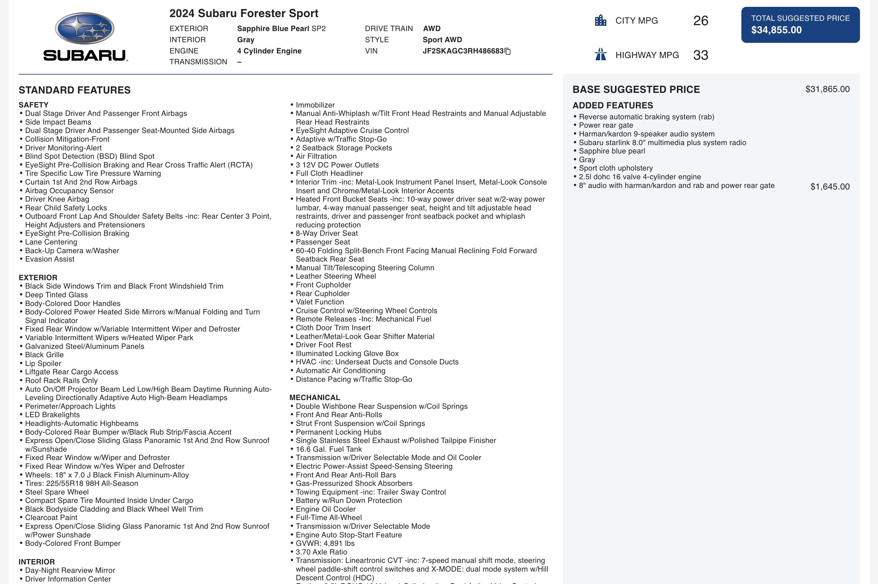 Used 2024 Subaru Forester Sport image 6