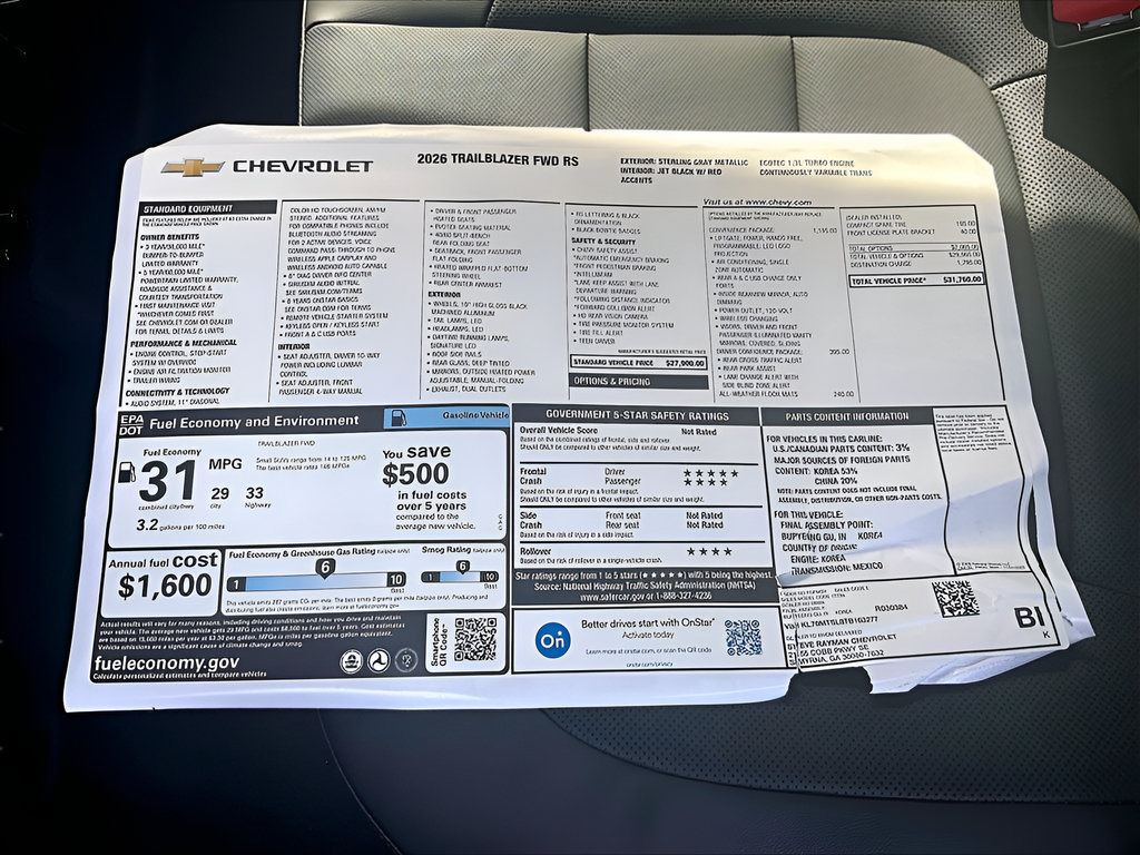New 2026 Chevrolet TrailBlazer RS w/ Convenience Package FWD image 11